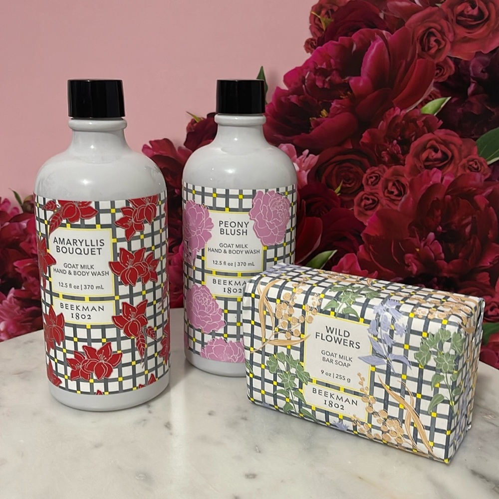 Beekman 1802 combo 2 Goat Mill Hand & Body Wash + Wild Flower Bar Soap 9oz. 🎁